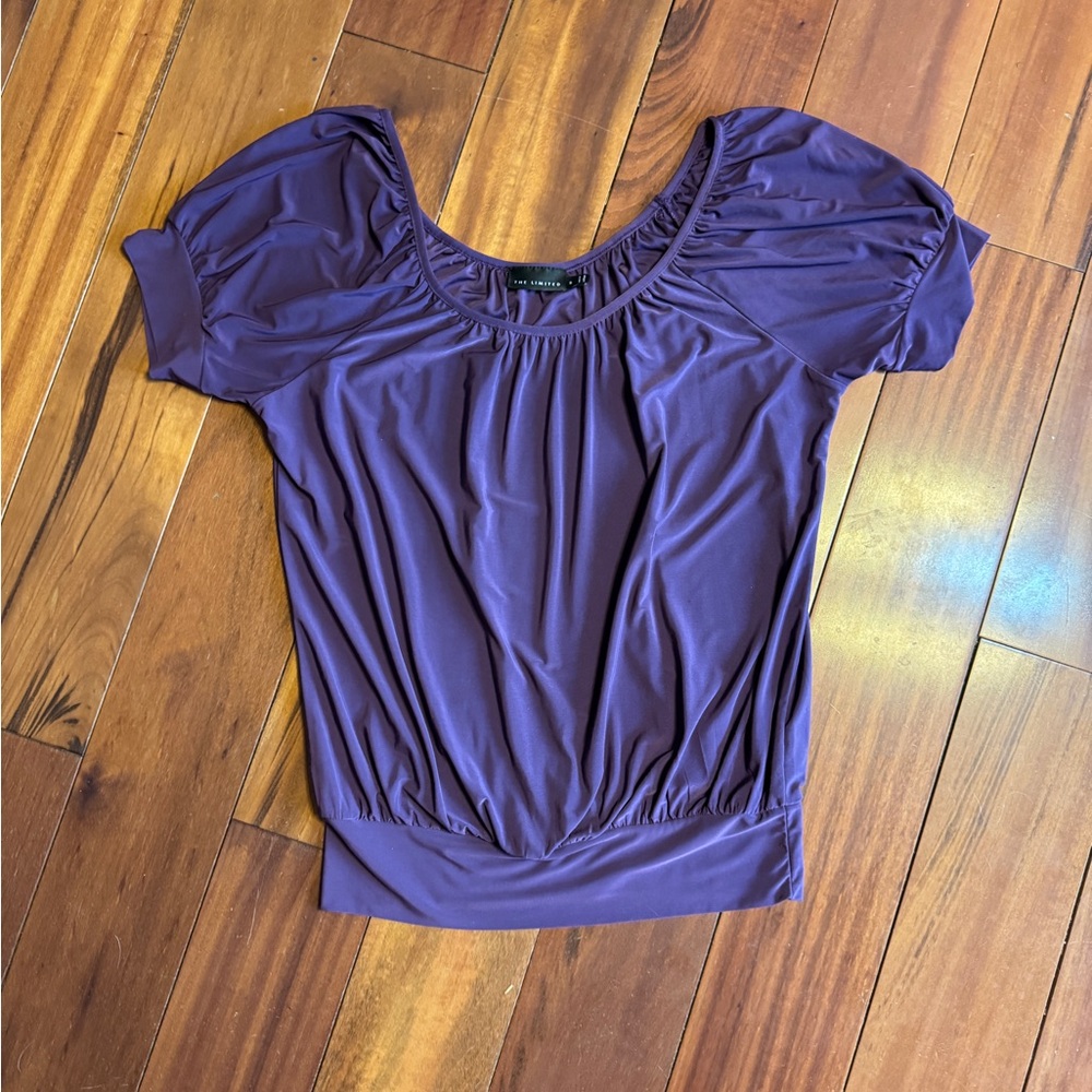 The Limited Purple Ruffled Puff Sleeve Blouse